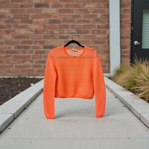 Zara Neon Orange Mesh Sweater